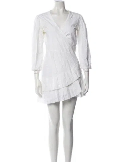 Pre-owned Melissa Odabash Lace Pattern Mini Dress In White