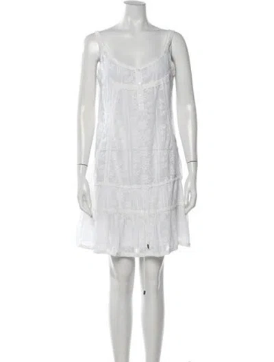 Pre-owned Melissa Odabash Lace Pattern Mini Dress In White