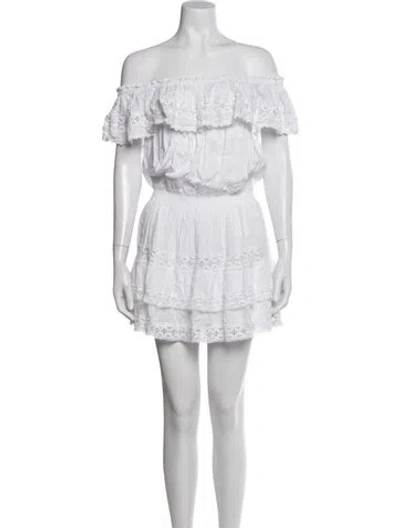 Pre-owned Melissa Odabash Lace Pattern Mini Dress In White
