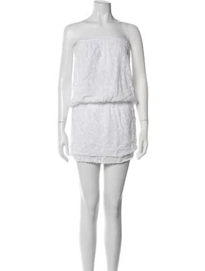 Pre-owned Melissa Odabash Lace Pattern Mini Dress In White