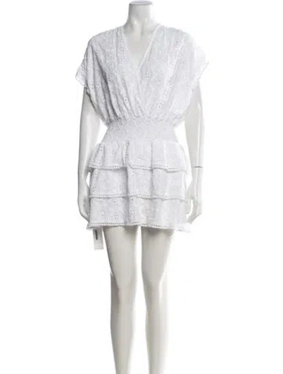 Pre-owned Melissa Odabash Lace Pattern Mini Dress In White