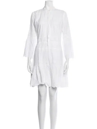 Pre-owned Melissa Odabash Lace Pattern Mini Dress In White