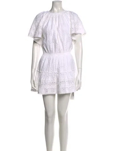 Pre-owned Melissa Odabash Lace Pattern Mini Dress In White