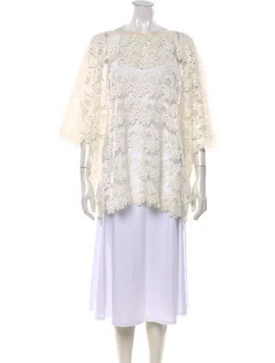 Pre-owned Melissa Odabash Lace Pattern Off-the-shoulder Top In Neutrals