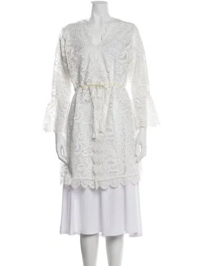 Pre-owned Melissa Odabash Lace Pattern Robe In Neutrals