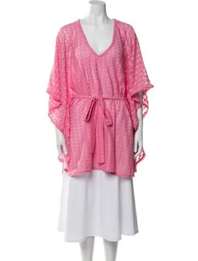 Pre-owned Melissa Odabash Lace Pattern Robe In Pink