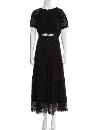 Pre-owned Melissa Odabash Lace Pattern Skirt Set In Black