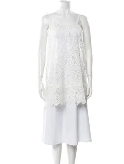 Pre-owned Melissa Odabash Lace Pattern Tassel Accents Cover-up In White