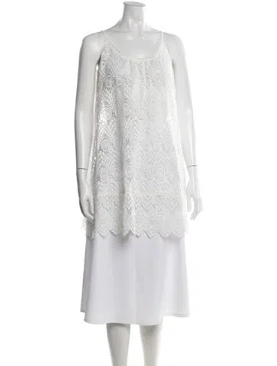 Pre-owned Melissa Odabash Lace Pattern Tassel Accents Cover-up In White