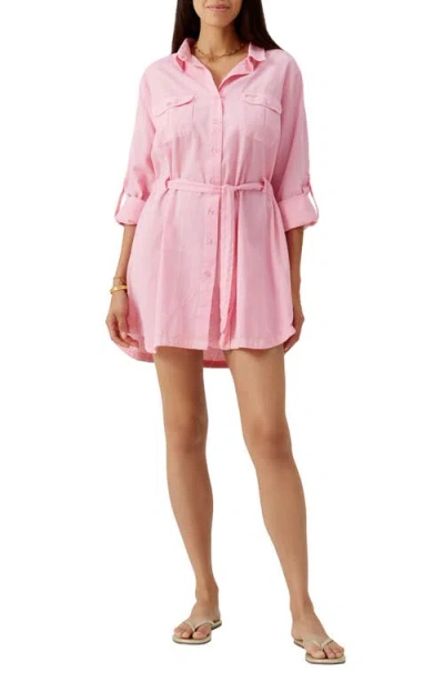 Melissa Odabash Lacey Cover-up Minidress In Pink