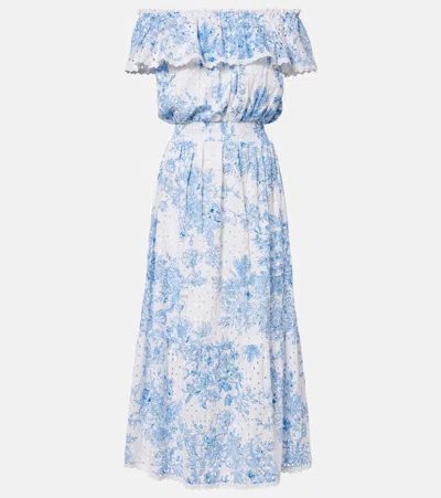 Melissa Odabash Larna Printed Cotton Midi Dress In Blue