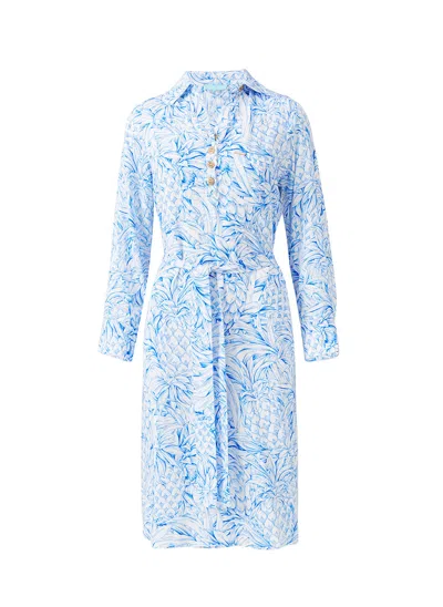Melissa Odabash Layla Pineapples Dress In Blue