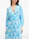 Melissa Odabash Leaf-print Pleated Maxi Dress In Blue