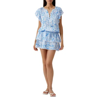 Melissa Odabash Lenni Tie Waist Cover-up Minidress In Blue