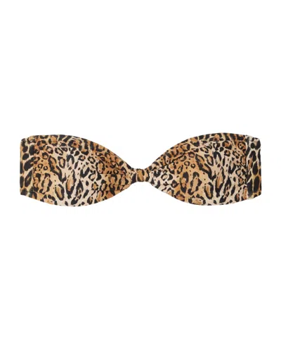 Melissa Odabash Catania Gathered Leopard-print Bandeau Bikini Top In Animal Print