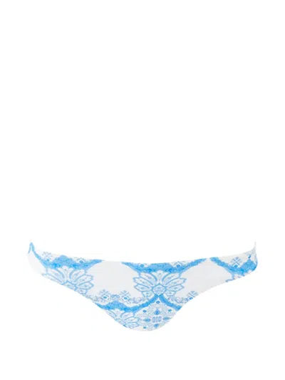 Melissa Odabash Liguria Floral-print Bikini Bottoms In Blue