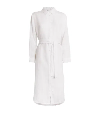 Melissa Odabash Linen Dania Midi Shirt Dress In White