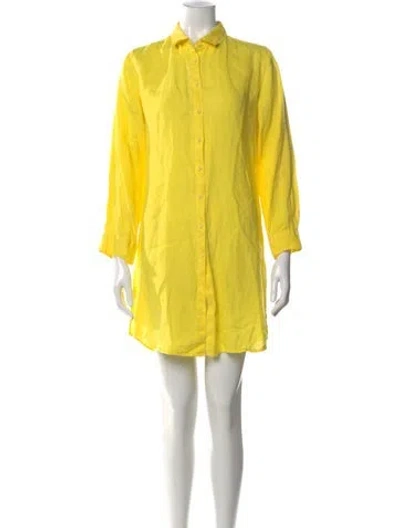 Pre-owned Melissa Odabash Linen Mini Dress In Yellow