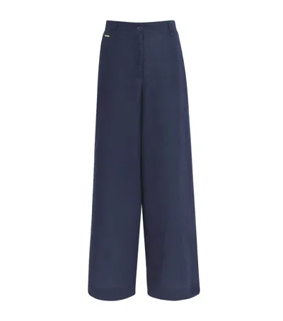 Melissa Odabash Linen Serena Wide-leg Trousers In Blue