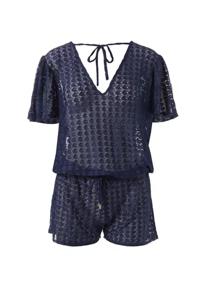 Melissa Odabash Lola Playsuit Navy In Blue