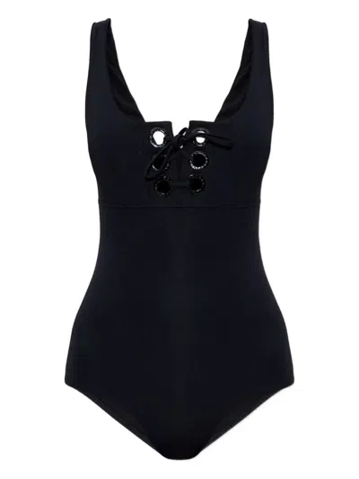 Melissa Odabash London Eyelet-detail Swimsuit In Black
