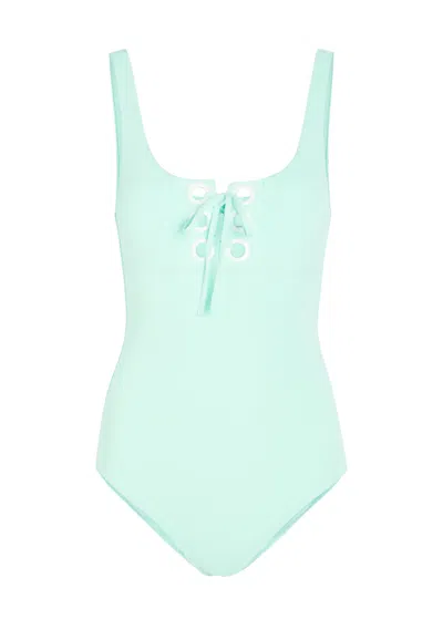 Melissa Odabash London Lace-up Swimsuit In Green