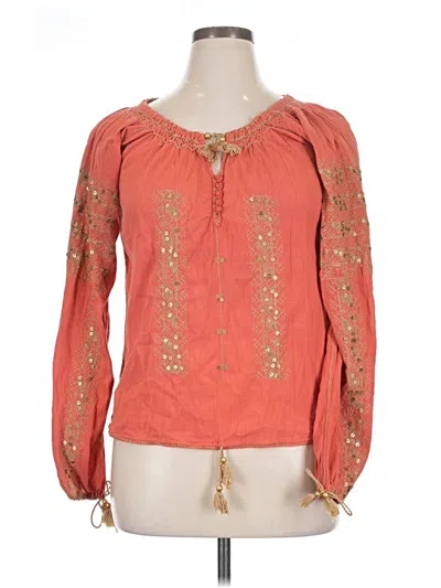 Pre-owned Melissa Odabash Long Sleeve Blouse In Orange