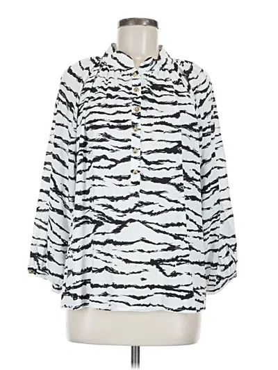 Pre-owned Melissa Odabash Long Sleeve Blouse In White