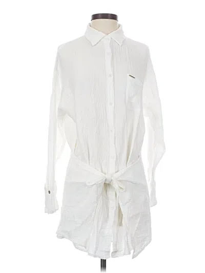 Melissa Odabash Long Sleeve Button Down Shirt In Ivory