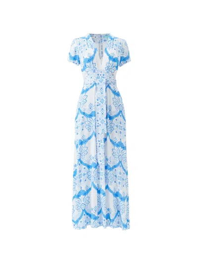Melissa Odabash Lou Floral-print Tie-waist Maxi Dress In Blue