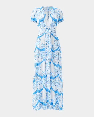 Melissa Odabash Lou Florian Maxi Dress In Blue