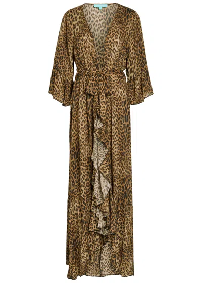 Melissa Odabash Manon Leopard-print Woven Cover-up Robe In Brown