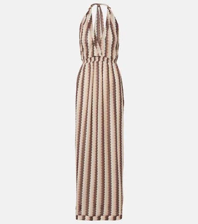 Melissa Odabash Mariah Knitted Maxi Dress In Brown