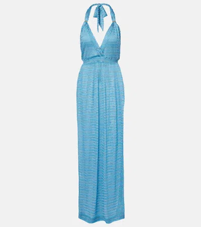 Melissa Odabash Mariah Lamé Maxi Dress In Blue