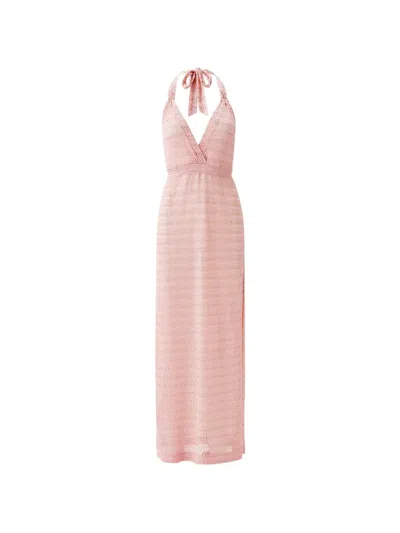 Melissa Odabash Mariah Tie-neck Maxi Dress In Pink