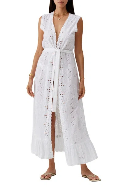 Melissa Odabash Marta Eyelet Cotton Maxi Cover-up Dress In White