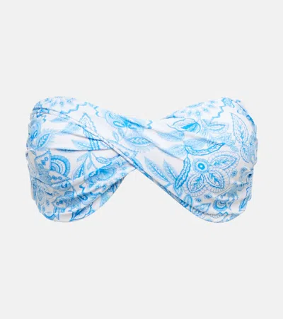 Melissa Odabash Martinique Twisted Printed Bandeau Bikini Top In Azure
