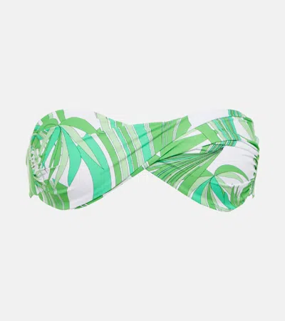 Melissa Odabash Martinique Printed Bandeau Bikini Top In Twirl Green