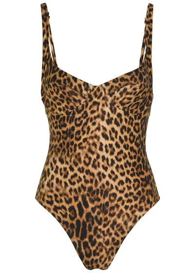 Melissa Odabash Mauritius Cheetah-print Swimsuit In Brown