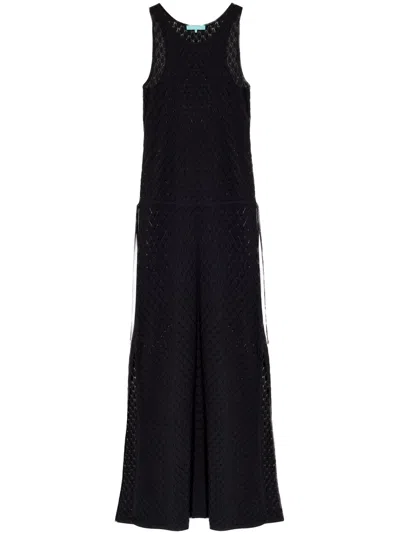Melissa Odabash Womens Black Mia Crochet Sleeveless Knitted Midi Dress