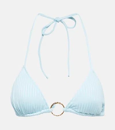 Melissa Odabash Miami Ribbed Triangle Bikini Top In Light Blue