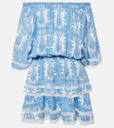 Melissa Odabash Micha Printed Off-shoulder Minidress In Tiles