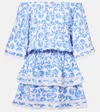 Melissa Odabash Micha Printed Tiered Minidress In Blue