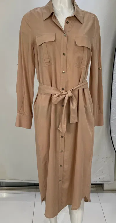 Melissa Odabash Midi Shirt Dress Beige In Brown