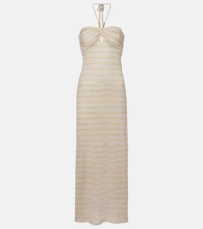 Melissa Odabash Mila Off-shoulder Lame Maxi Dress In Neutral