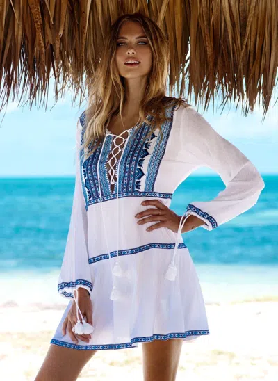 Melissa Odabash Millie White Navy Dress