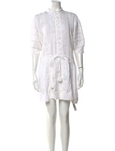 Pre-owned Melissa Odabash Mock Neck Mini Dress In Neutral