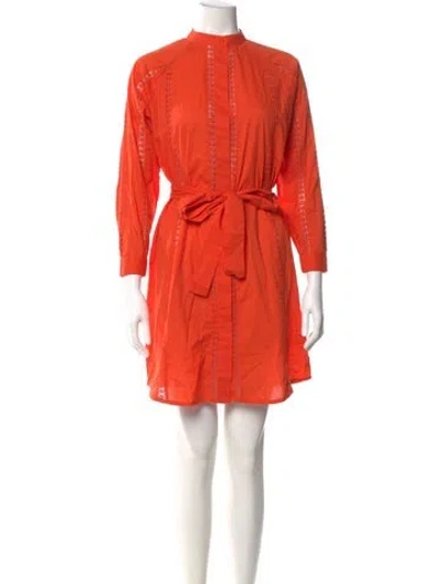 Pre-owned Melissa Odabash Mock Neck Mini Dress In Orange