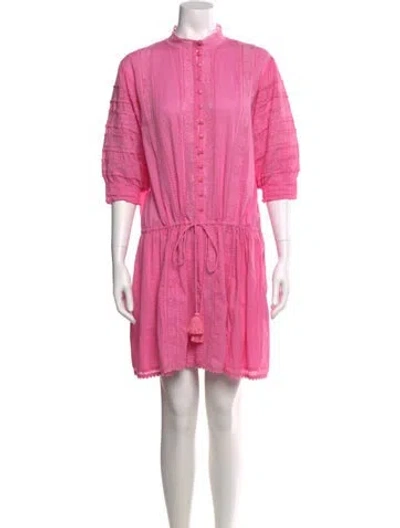 Pre-owned Melissa Odabash Mock Neck Mini Dress In Pink