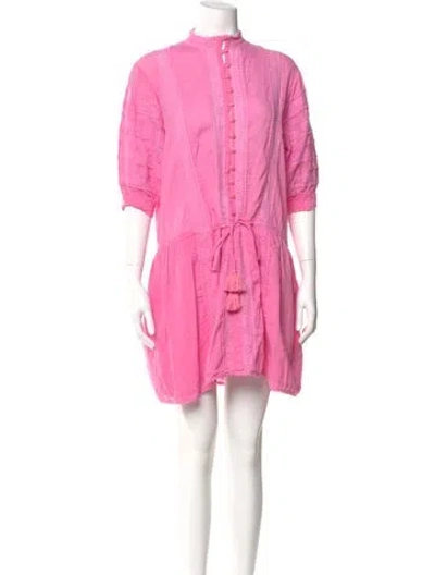Pre-owned Melissa Odabash Mock Neck Mini Dress In Pink
